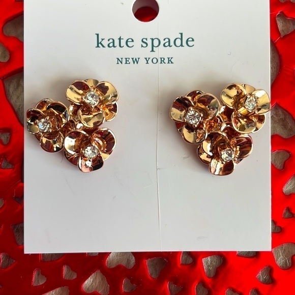 Brand New Kate Spade Shine On Rose Gold Floral Post Earrings - Picture 3 of 10